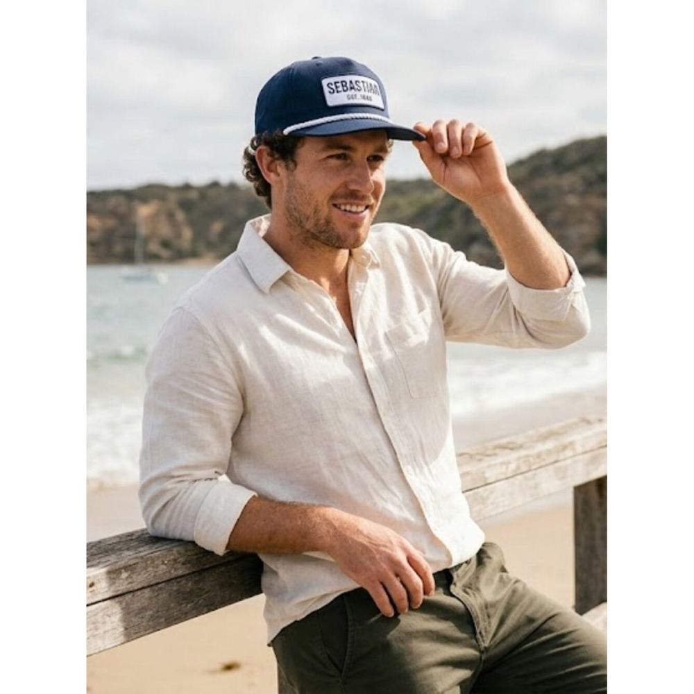 AS Colour Sebastian Est 1946 Navy Blue Recycled Nylon Surf Rope Snapback Hat